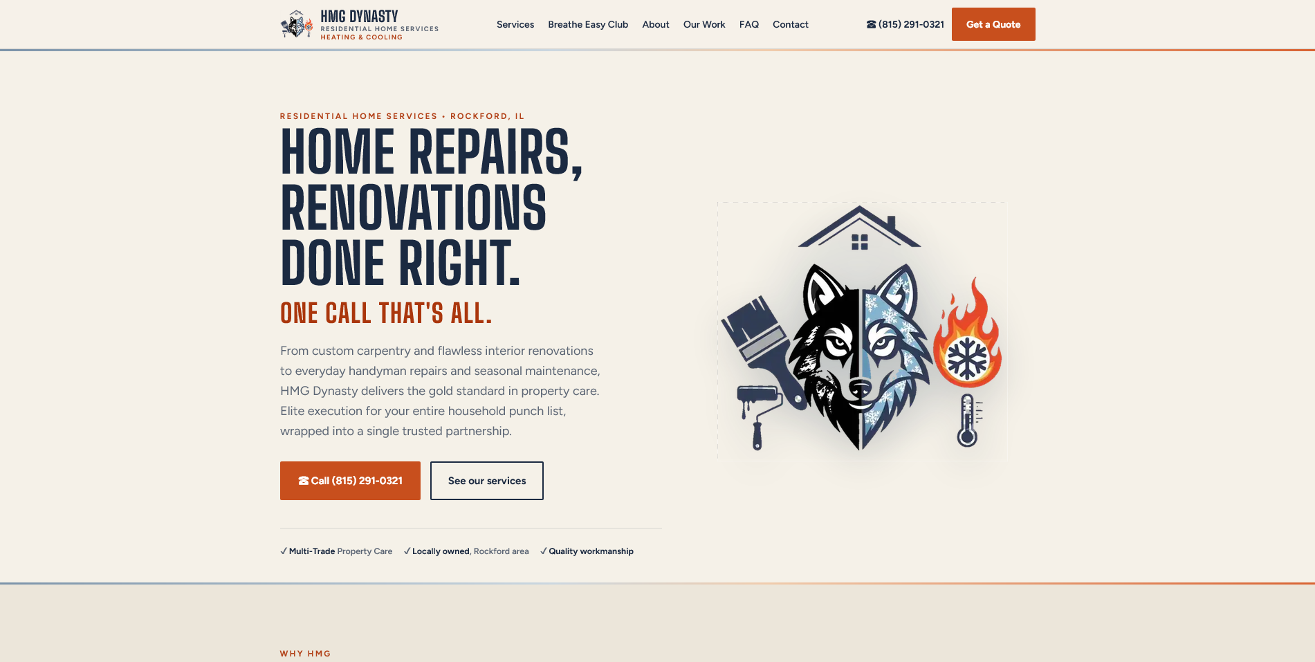 HMG Dynasty LLC website, Rockford IL residential home repair and remodeling