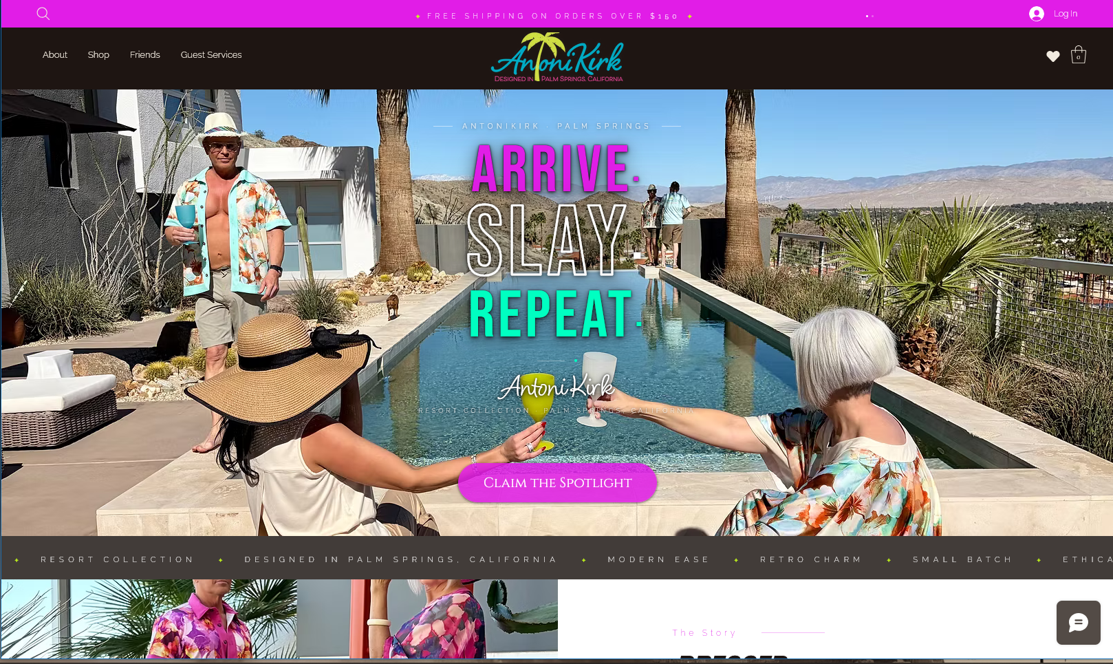 Antoni Kirk Apparel website — Palm Springs luxury fashion e-commerce
