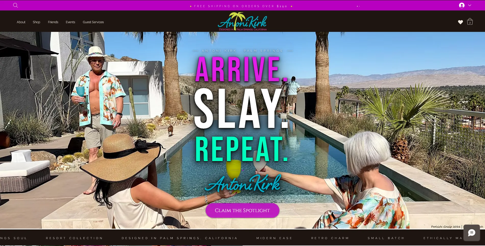 Antoni Kirk Apparel website — Palm Springs luxury fashion e-commerce