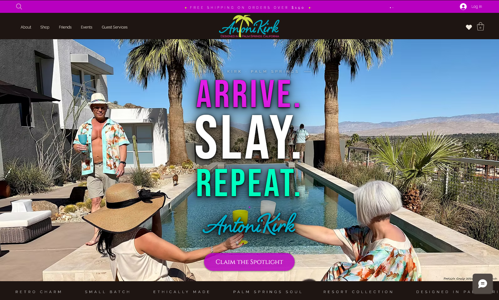 Antoni Kirk Apparel homepage hero, Arrive Slay Repeat