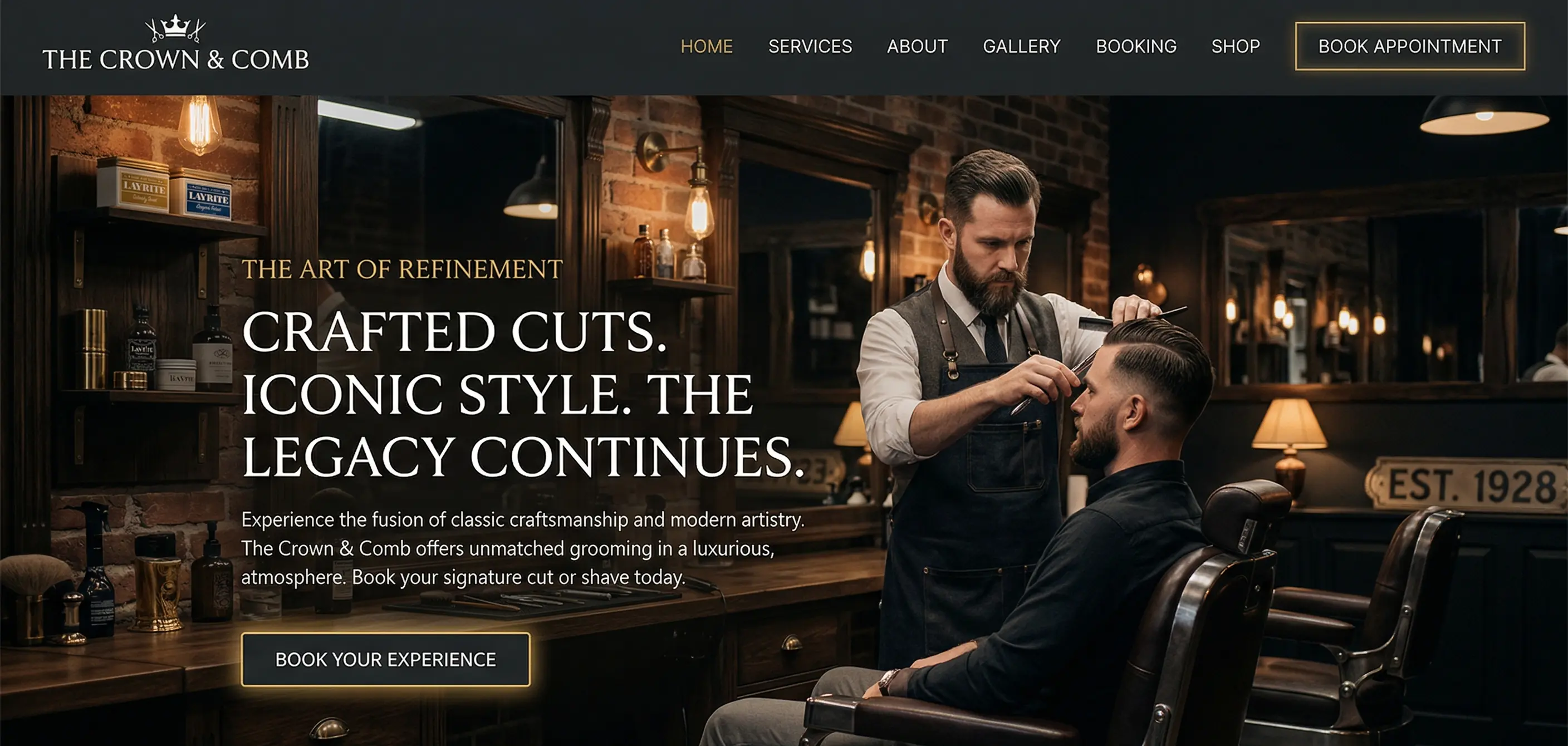 The Crown & Comb Barbershop website